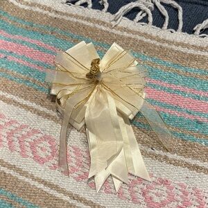 Elegant Cream and Gold Ribbon Bow